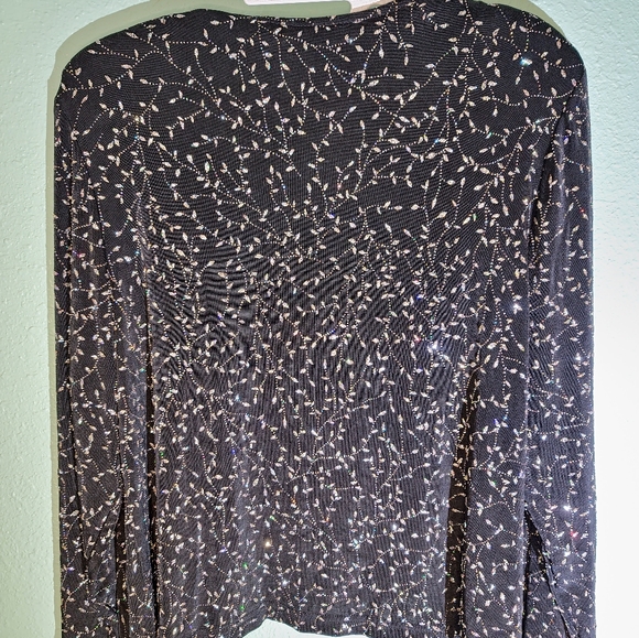 Ronnie Nicole Black Sparkling Diamond Vine Patter Tank Top With Sweater - Picture 6 of 6